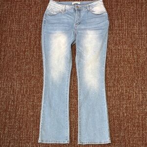 Revelation Denim light wash bootcut jeans distressed wash stretch jeans 10